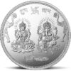 LVA CREATIONS 5 grams pure silver coin laxmi ganesh Bis Hallmark 999 fine silver . 5gm coin lakshmi ganesh bar for gift in happy birthday & happy anniversary festive gift pack for pooja & Dhanteras diwali.